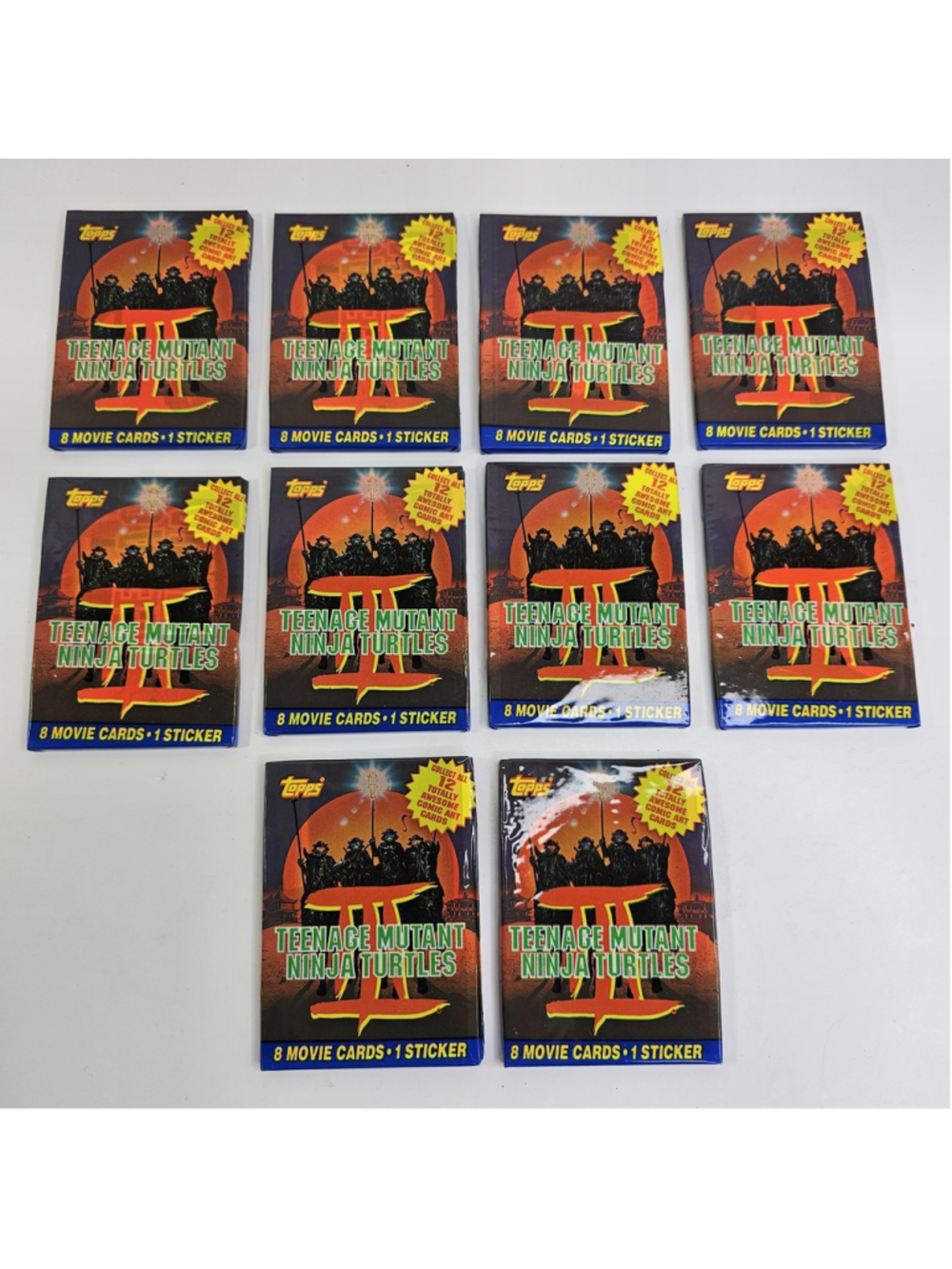 10 Packs Teenage Mutant Ninja Turtles III Movie Cards. 10 SEALED NEW Packs 1992